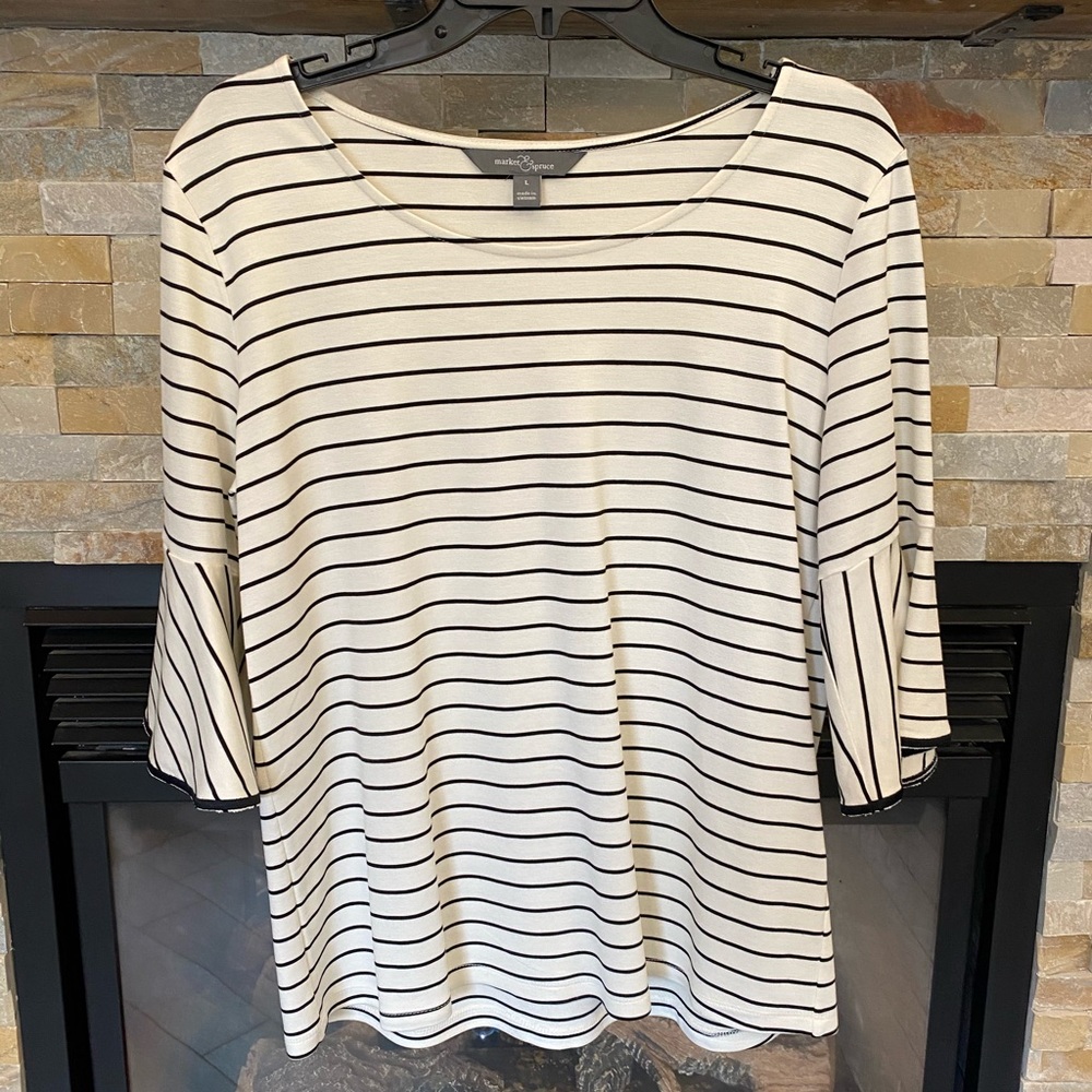Market & Spruce Striped Bell Sleeve Top
